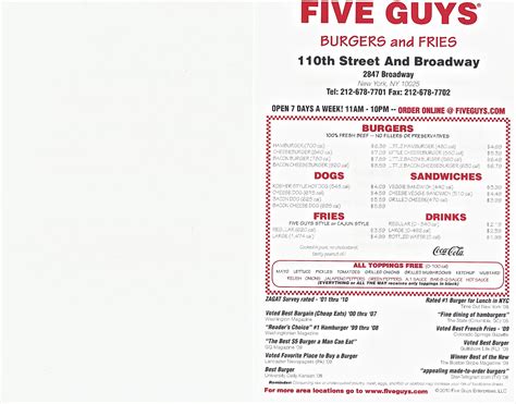 Menus Please The Art Of New York City Take Out Five Guys Front