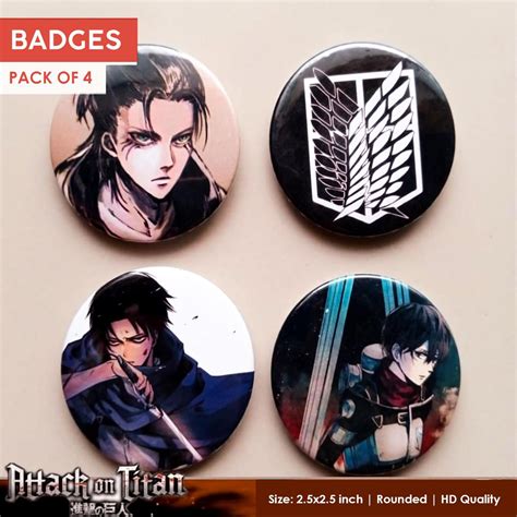 Attack On Titan Badges Pin Round Shape Anime (pack Of 4) Price in Pakistan - View Latest ...