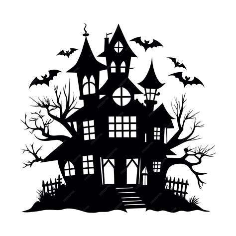 Halloween Haunted House Silhouette Vector Illustration Premium Ai Generated Vector