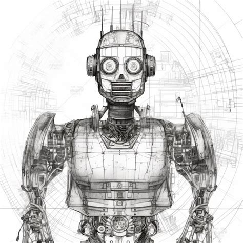 Premium Photo Blueprint Artificial Intelligence Humanoid Robot Image