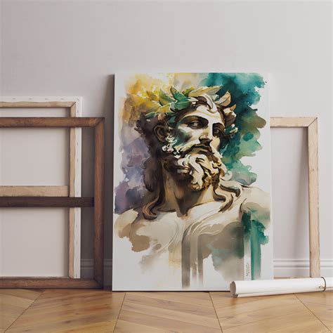 Achelous Greek God Of Water Mythology Watercolor Canvas Canvas