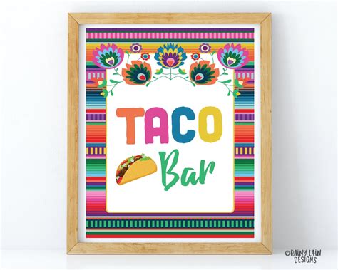 Taco Bar Sign Printable Taco Sign Mexican Fiesta Decorations Taco Twosday 1st Fiesta Fiesta