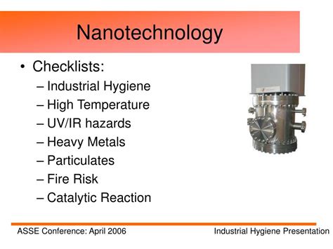 Ppt Safety And Health Aspects Of Nanotechnology Powerpoint Presentation