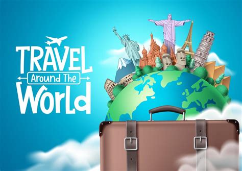 Travel The World Vector Design Travel Around The World Text With