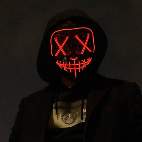 Red Light Up Purge Scary Mask El Wire Neon Cosplay Purge Mask