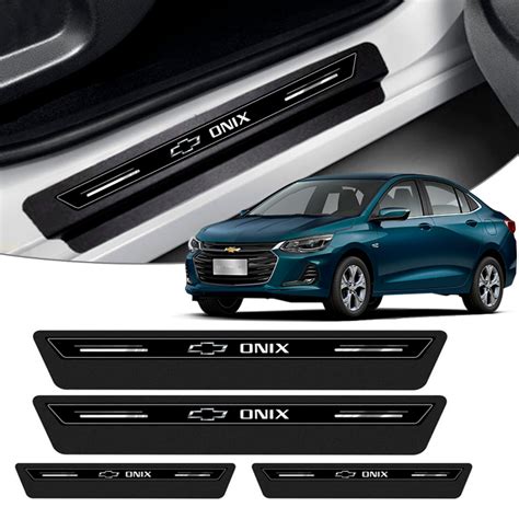 Kit 8 Soleira Protetora Porta Premium Onix Plus Sedan 2020 2021 2022