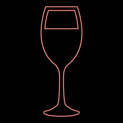 Neon Glass Of Wine Red Color Vector Illustration Flat Style Image