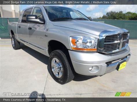 Bright Silver Metallic 2006 Dodge Ram 1500 Laramie Mega Cab 4x4 Medium Slate Gray Interior