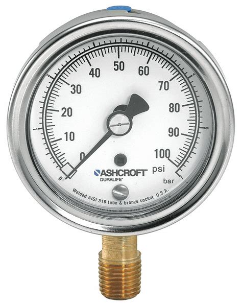 ASHCROFT Pressure Gauge 0 To 100 Psi Range 1 4 In NPT 1 00 Gauge