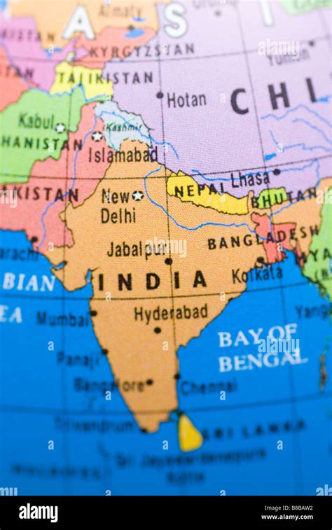 Close Up Of India On A Globe Stock Photo Alamy