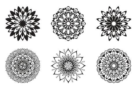 Premium Vector | Set of floral patterns black color