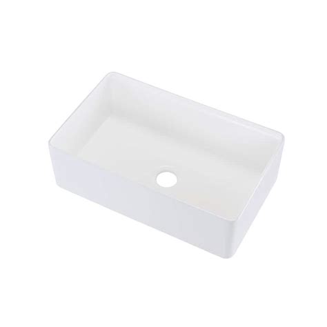 White Fireclay 33 In L X 20 In W Farmhouse Arch Edge Apron Front Single Bowl Kitchen Sink With