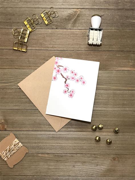 Japanese Cherry Blossom Stationery Set Floral Card Set Etsy