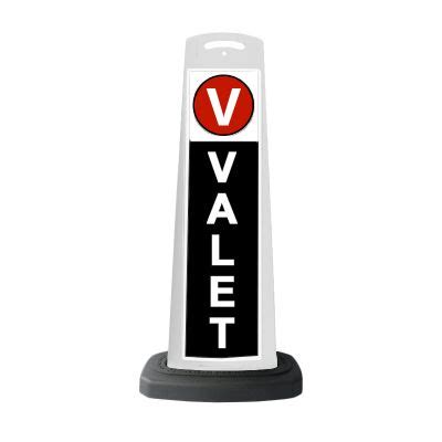 Valet White Vertical Panel With Black Background And Reflective Sign V