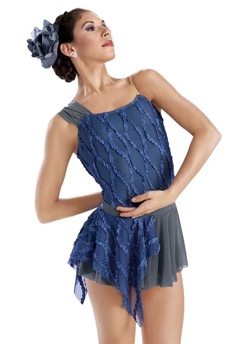 Ribbon Mesh Asymmetrical Leotard Weissman Costume Dance Outfits Dance Attire Dance Dresses