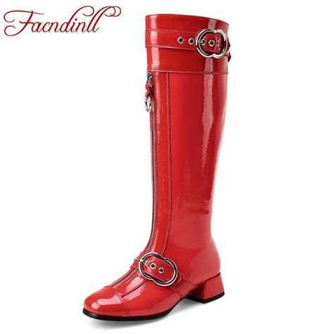 Facndinll Brand Shoes Woman Autumn Winter Boots Black Red Sexy High