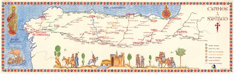 Mapa Mural Medieval Caminos A Santiago 30x95 Camino De Santiago Mapiberia Fandb