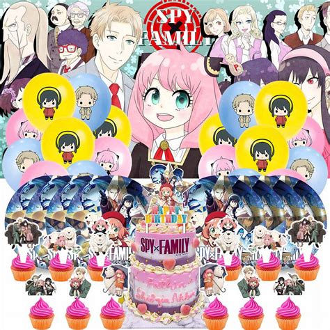 spy family party supplies cake topper decor banner backdrop tableware