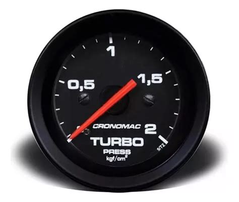 Manômetro Pressão Turbo 52mm 2kg Street Preto Cronomac