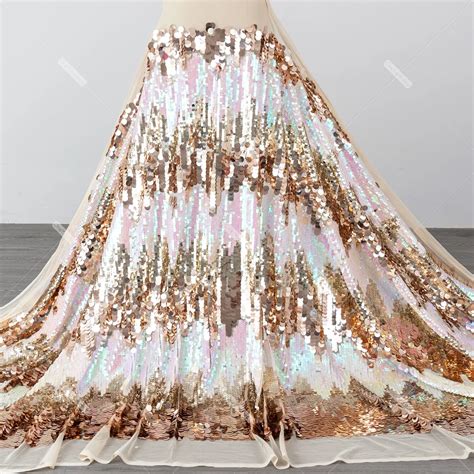 Champagne Gold And Iridescent Pink Blended Sequin Fabric Oneyard