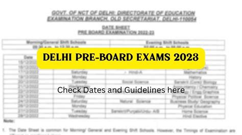 Delhi Pre Board Exams Dates Announced Check Here