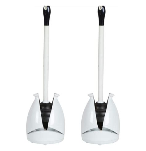 Quexis 2 Pack Toilet Plunger, Hideaway Toilet Plunger with Caddy ...