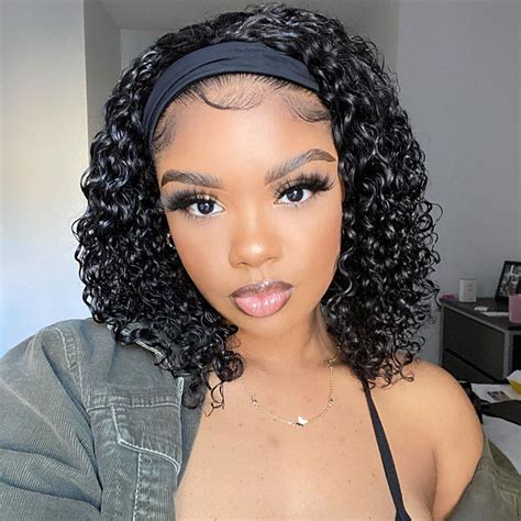 Headband Wig Deep Wave Shoulder Length Wig Tinashehair