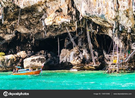 The Viking Cave On The Shore Of Maya Bay Part Of Phi Phi Islan Stock