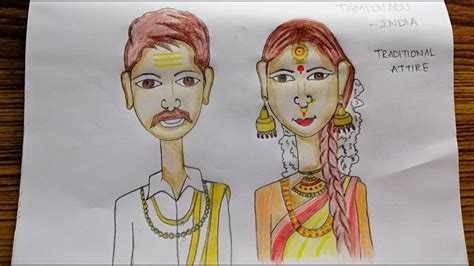 Tamil Nadu Traditional Dress Drawing