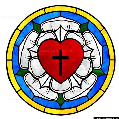 "Lutheran Rose" Religious Stained Glass Window