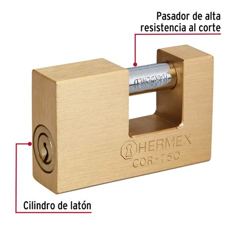 Candado Antipalanca Mm Hermex Basi Cuerpo De Lat N Llave Puntos