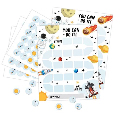 Outer Space Reward Chart With Matching Round Themed Sticker Task Reward Behavior Chart