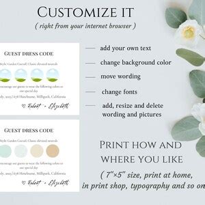 Guest Dress Code Wedding Attire Palette Attire Request Card Editable