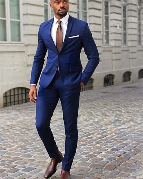 Dark Royal Blue Slim Fit Men Dress Suits Groom Wedding Tuxedos 2 Piece