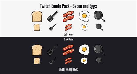 Twitch Emote Pack Toast Spatula Bacon Egg Frying Etsy Australia