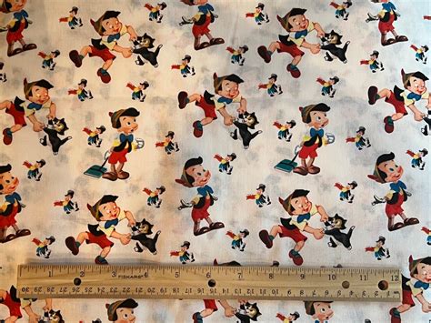 Pinocchio Fabric White Background Fat Quarter Fabric Fat Quarters