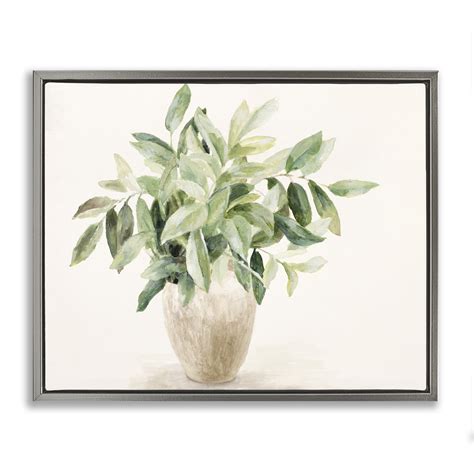 Stupell Industries Neutral Potted Plant Botanical Floral Painting