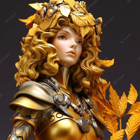 Premium Photo A Female Fantasy Character Golden Armor Warrior