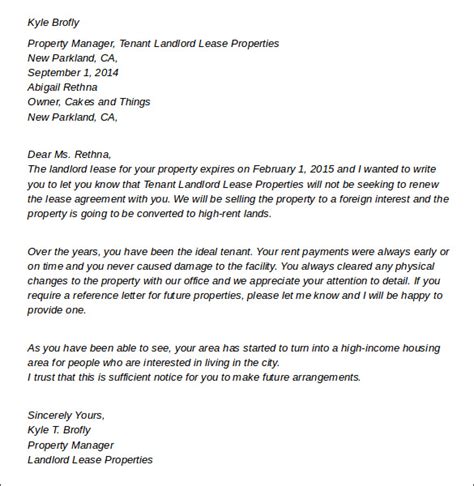 Sample Letter Of Termination Of Rental Agreement By Landlord Classles