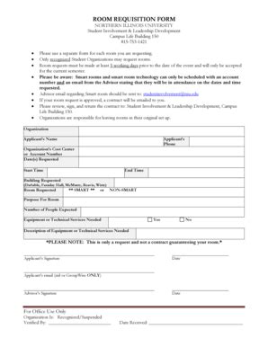 Fillable Online Niu Room Requisition Form Northern Illinois