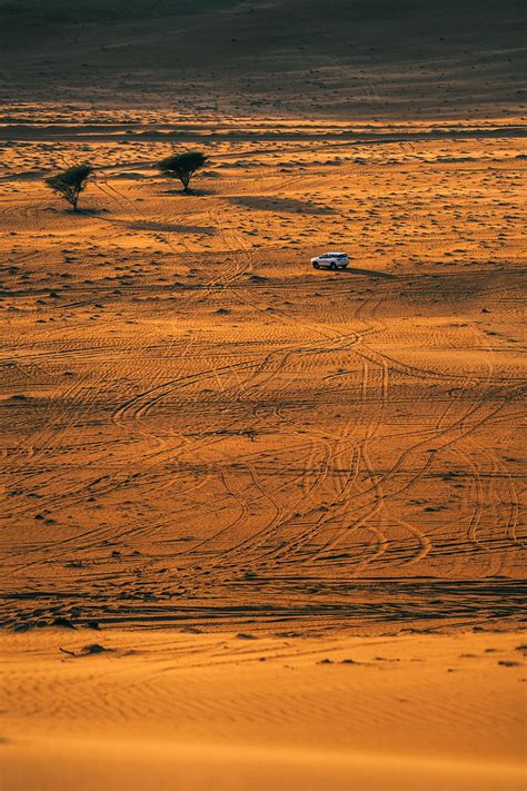 Desert Car Aerial View Sand Traces Off Road HD Phone Wallpaper