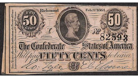 1864 Fifty Cents Confederate States of America Note