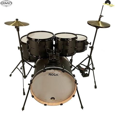 Bateria Rmv Rock Series Black Completa Tambores Pratos