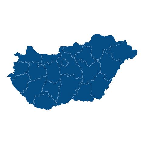 Hungary map. Map of Hungary in administrative regions in blue color ...