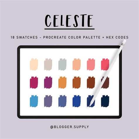 CELESTE PROCREATE Color Palette Hex Color Codes Gray - Etsy