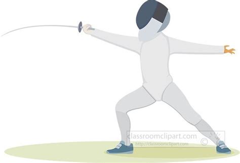 clipart image   fencer  silhouette holding  sword