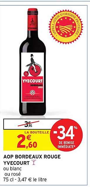 Promo Aop Bordeaux Rouge Yvecourt chez Intermarché Hyper iCatalogue fr