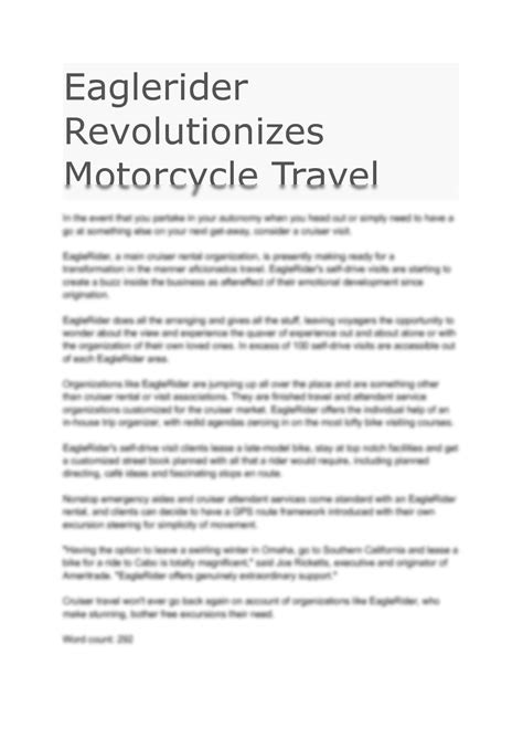 Solution Eaglerider Revolutionizes Motorcycle Travel Studypool