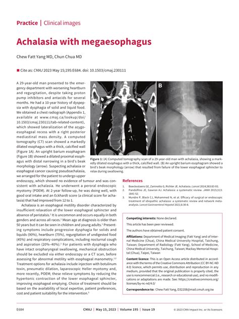 PDF Achalasia With Megaesophagus