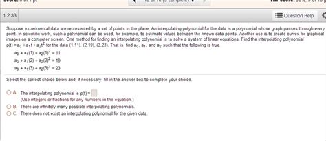 Solved Suppose Experimental Data Are Represented By A Set Of Points